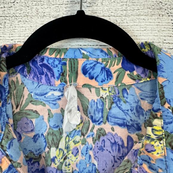 Anniewear Women's Blue & Purple Floral Button Up Mini Dress Size Large - Picture 4 of 8